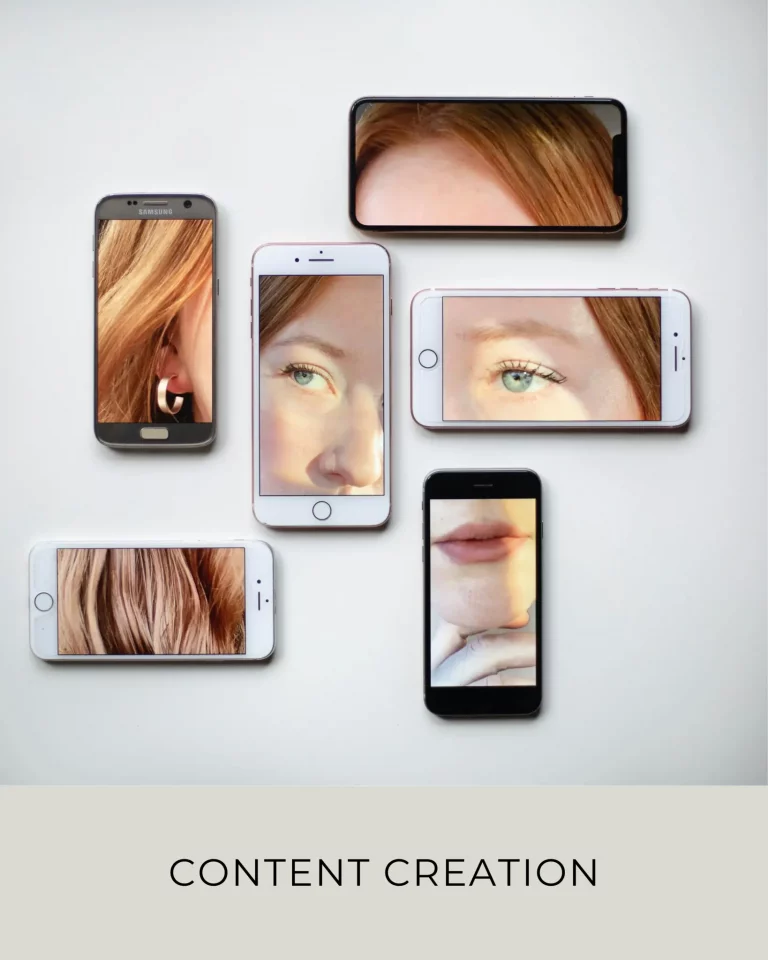 Marketing Valley content creation service with creative digital visuals displayed on smartphones