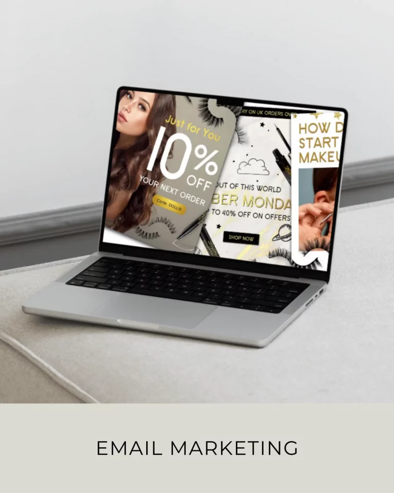 Marketing Valley email marketing service showcasing promotional newsletter design on laptop