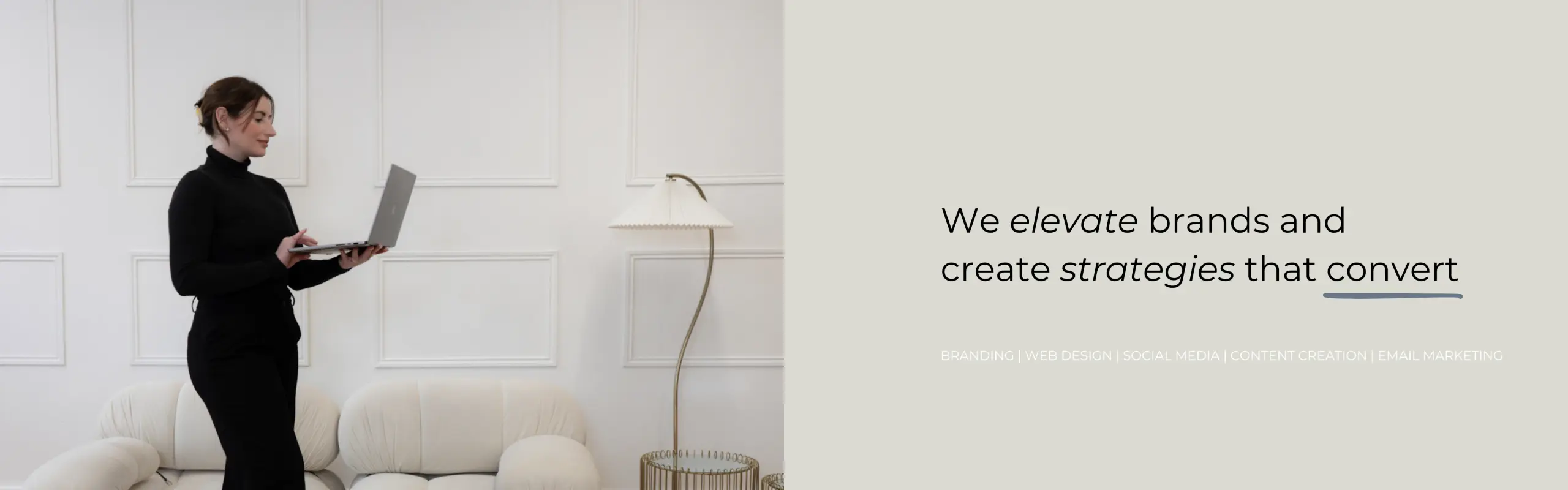 Marketing Valley homepage banner showing creative agency branding and web design services