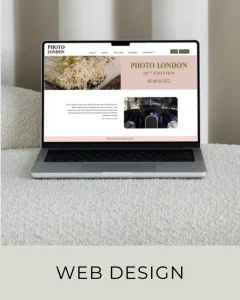 Marketing Valley portfolio project showcasing Photo London website design on laptop