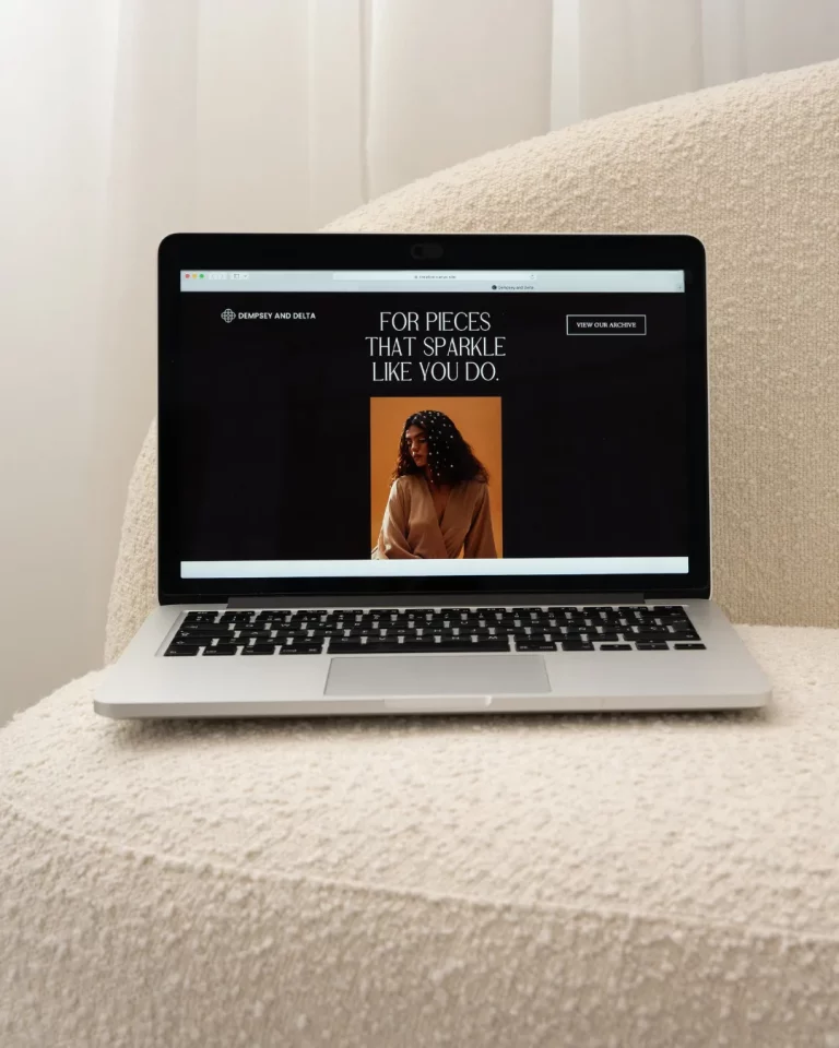 Laptop displaying a jewellery brand website with refined design, representing Marketing Valley’s web design service.