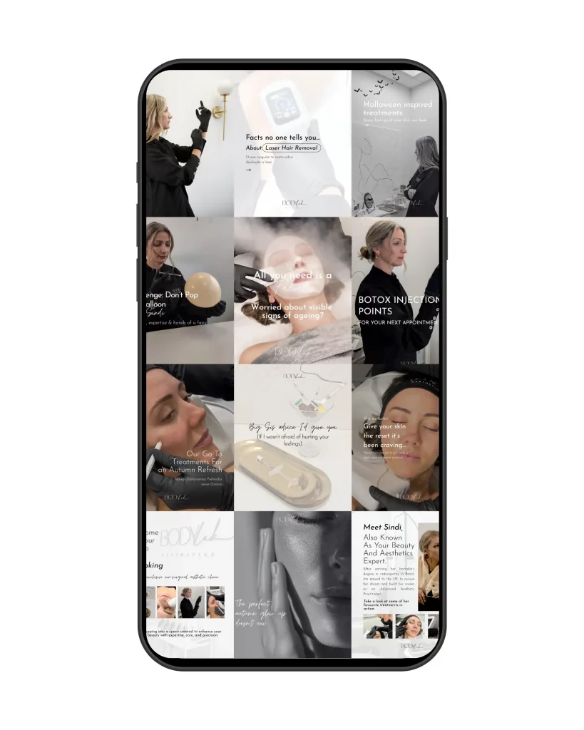 Instagram feed design for BodyLab Aesthetics aesthetic clinic in Woking visual marketing london