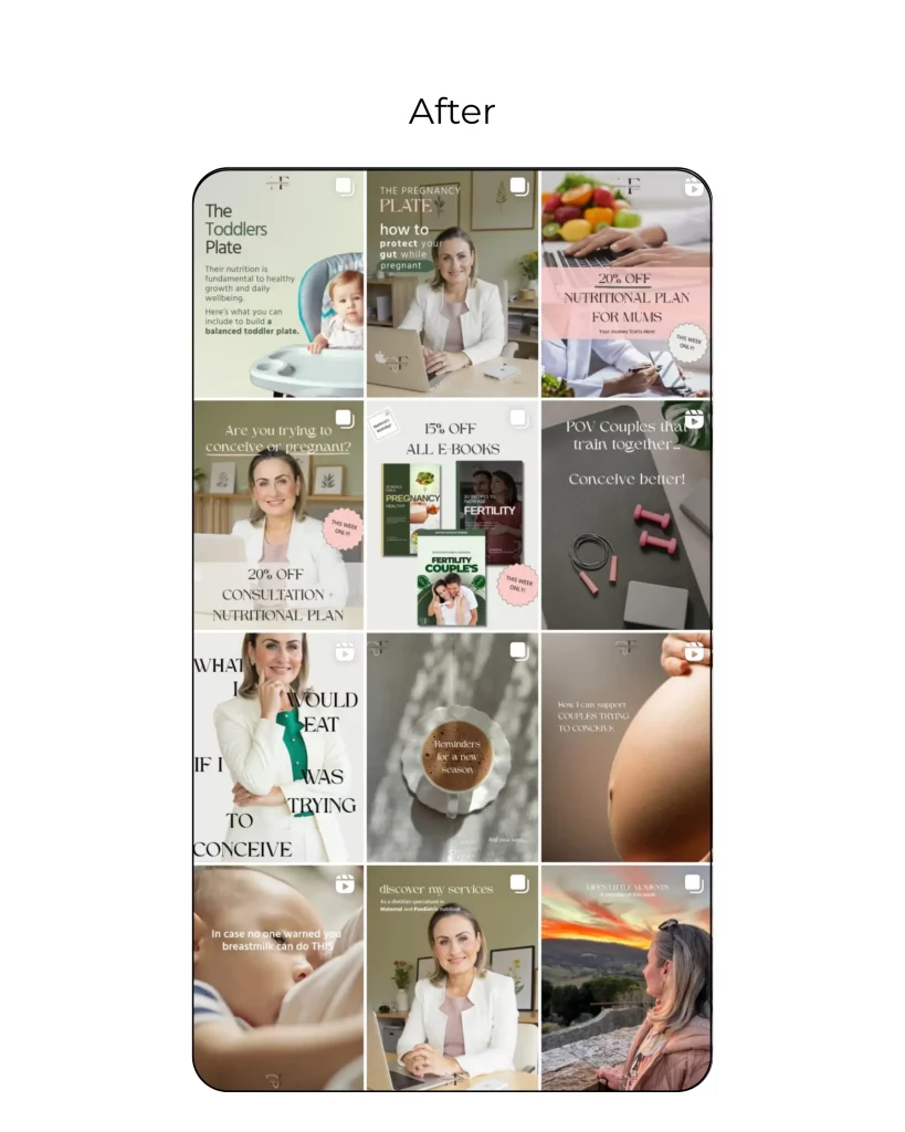 social media agency chessington Instagram feed after social media management for dietitian Natércia Ferreira