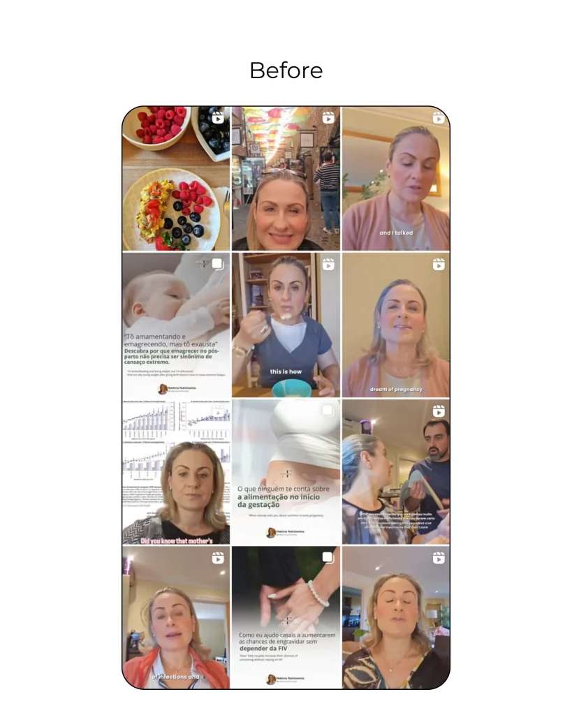 social media agency walton on thames Instagram feed before social media management for dietitian Natércia Ferreira