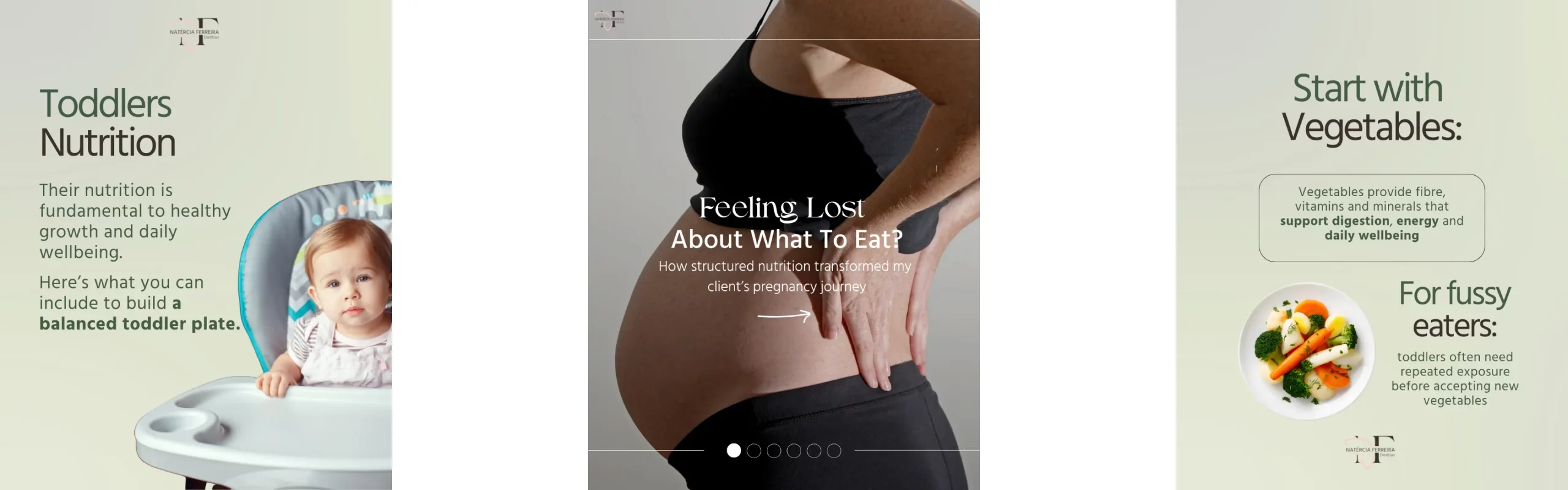 social media agency esher Examples of Instagram posts created through social media management for dietitian Natércia Ferreira