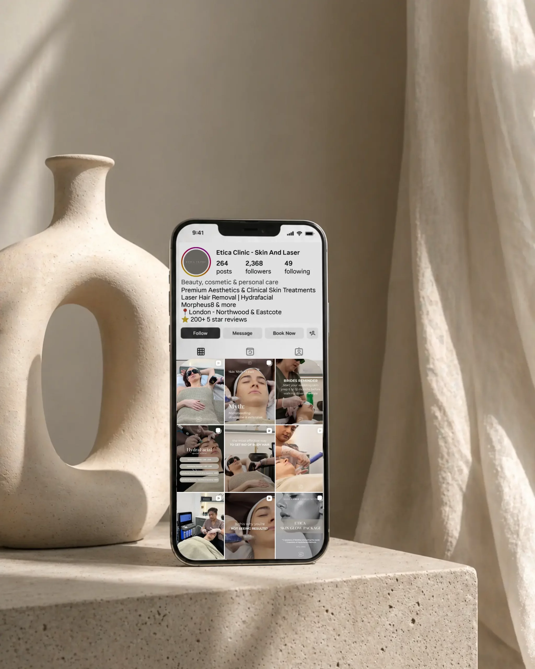 Etica Clinic Instagram feed aesthetic mockup showcasing social media content by Marketing Valley Social Media Marketing