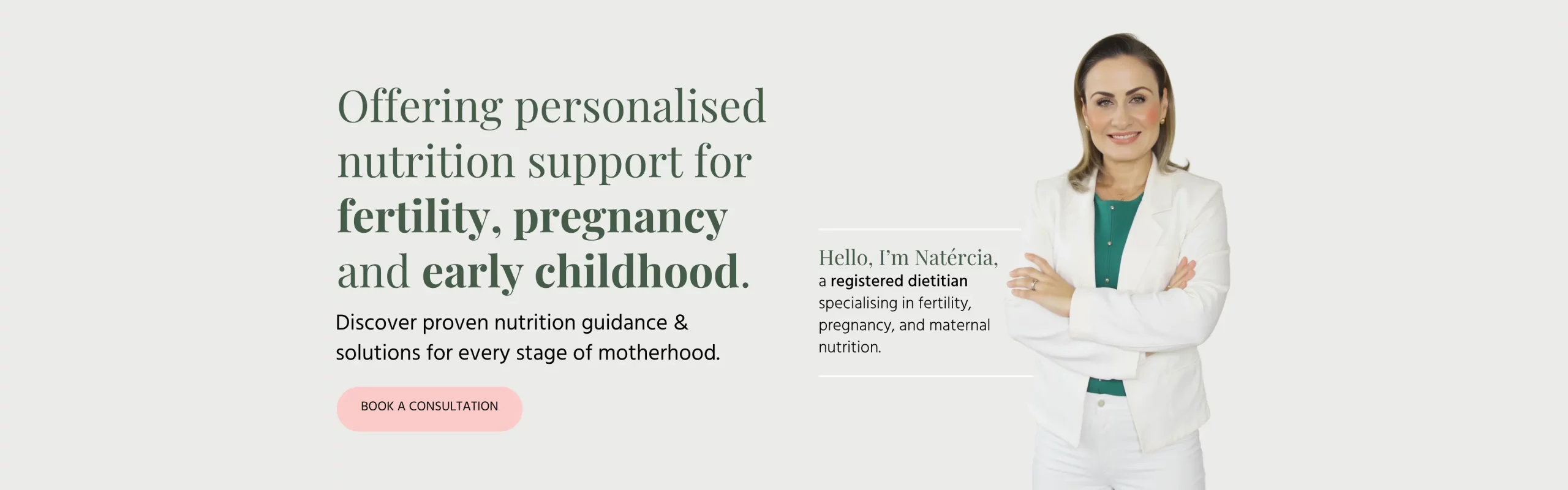 Website design for fertility and pregnancy dietitian Natercia Nutrition UK Marketing Visual