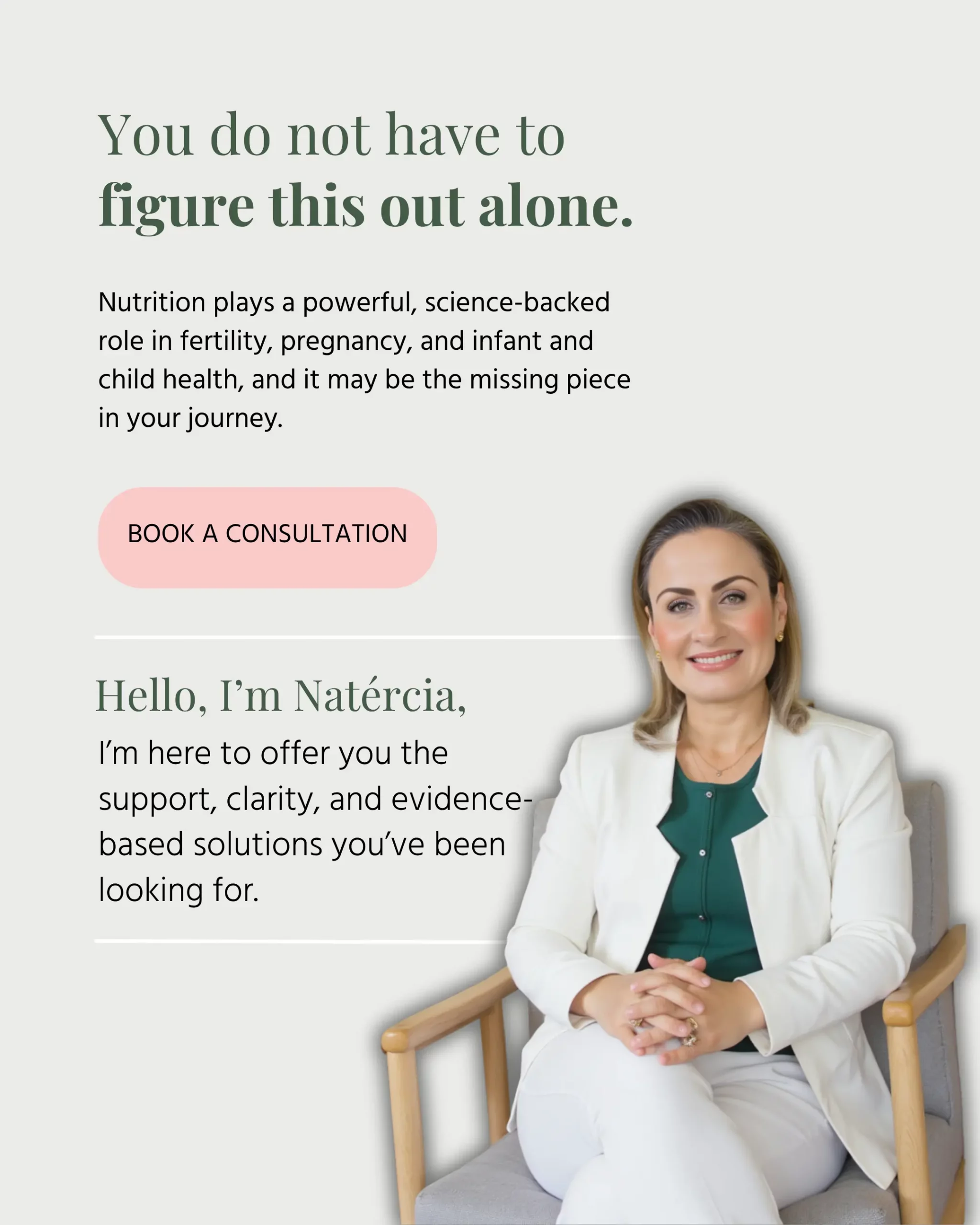 Fertility and pregnancy dietitian website services page design for Natercia Nutrition UK Content Marketing Agency